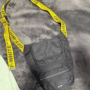 Off-White Black Messenger Bag with Yellow Strap